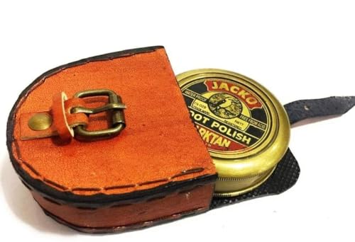 Brújula NauticalMart de latón antiguo con estuche de cuero, portátil para camping y senderismo