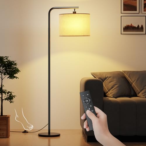 Toipwen Lampara de Pie Salon Regulable - 11 Temperaturas, Control Remoto & Interruptor de Pie, Bombilla LED 8W Energía Eficiente, Amigable con Ojos, Perfecta para Sala de estudio, Dormitorio y Oficina