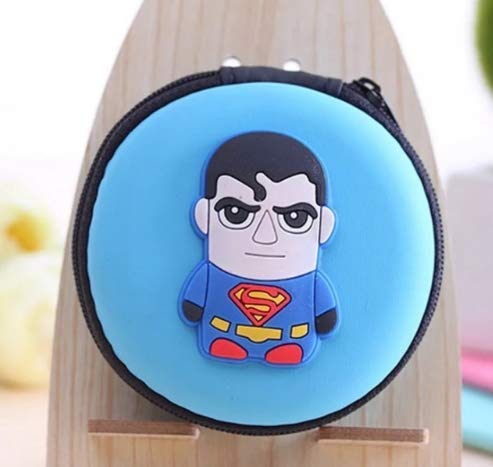 Kyrahh Zipper Storage Case, Carrying Pouch, USB Cable, Coin, Earphone, Jewelry, Airpods, Pendrive, SD Card Organizer Protector (10 Superman)