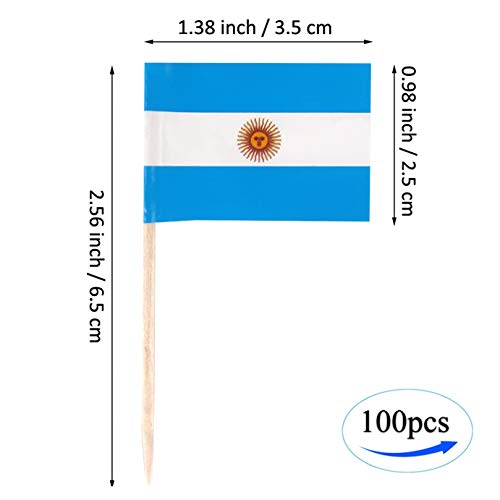QQSD Argentina Toothpick Flag Argentine Small Mini Cupcake Topper Flags,100 pcs