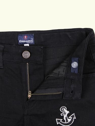 Image of KiddoPanti Boys Knee-Length Denim Shorts | Stretchable Cotton Poly Denim | Comfortable Fit with Button Elasticated Waistband & Zip Fly