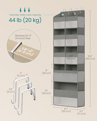 SONGMICS-Over-the-Door-Organizer-5-Tier-Extra-Large-of-9-Compartments-door-storage-Heavy-Duty-Transparent-Dove-Gray-TINA-Collection-URDH009GD01