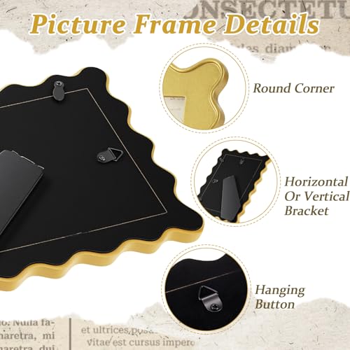 AceOrbit 5x7 Inch Gold Scalloped Picture Frame Cute Wavy Edge Wooden Wave Scallop Photo Frame for Desktop Display Home Decor Family Friends Wedding Graduation Gifts by AceOrbit - Used condition - Image 3