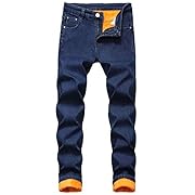 Мъжки дънкови панталони с подплата от полар...