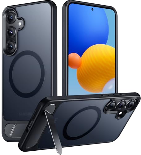 Temdan Magnetic for Samsung Galaxy S25 Case, [Innovate Stand][Military Grade Drop Protection][Non Slip][Translucent Matte] Shockproof Phone Case for Galaxy S25 6.2' 2025 -Black