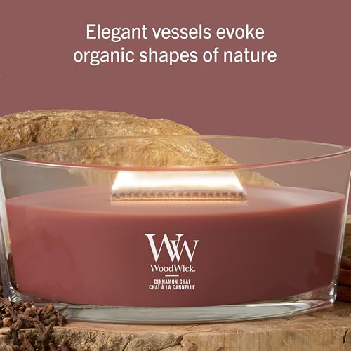 Image of WoodWick Cinnamon Chai Holiday Candle Gifts for Women and Men, 16 oz Ellipse Candle with Crackling Wick