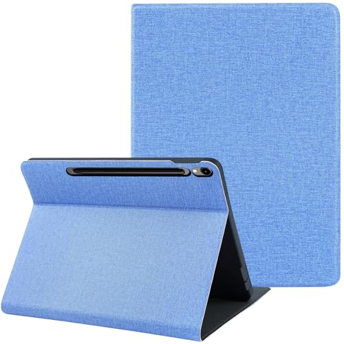Étui portefeuille en cuir pour Samsung Galaxy Tab S10 Lite et S9 FE bleu ciel