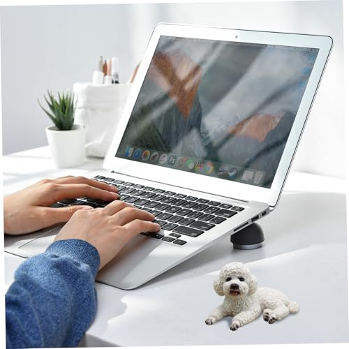 Statue de chien en résine blanche couchée 14 cm pour déco