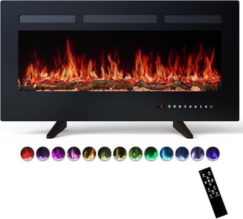 Sweetcrispy 36" Electric Fireplace Wall Mounted or Recessed Inser...