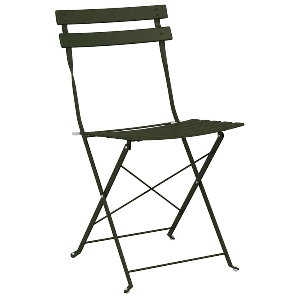Fengshui Set da bistrot pieghevole in acciaio, 3 pezzi, tavolo 50 x 50 x 71 cm, sedie 42 x 46 x 82 cm