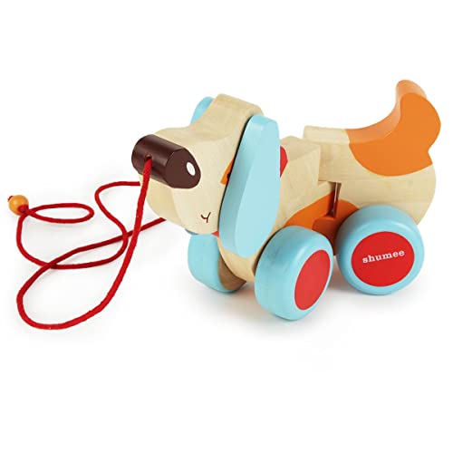 Shumee Wooden Pull-Along Dog Toy for Toddlers