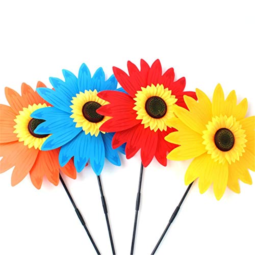 TOMYEER Large Sunflower Windmill Wind Spinner Colourful Yard Outdoor Decoration, 36CM Diametre, Pack of 3,Random Color
