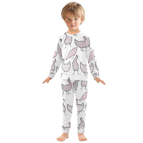 Animal Cute Chicken Pajama Sets Long Sleeve Top with Pants Cotton Soft Sleepwear 2 Piece Pjs Set, 6 Years Old4