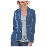 Women's Long Sleeve Solid Velvet Jacket Blazer with Pocktes Open Front Cardigan Trench Coat Outerwea