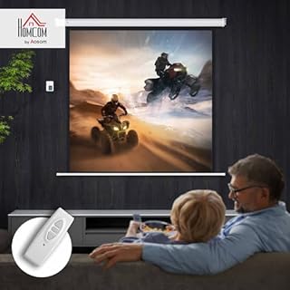 HOMCOM Schermo per Proiettore Motorizzato da 85 Pollici 1:1 con Telecomando, Telo Proiettore Avvolgibile in Plastica e Metallo, 176.5x8x176.5 cm, Bianco