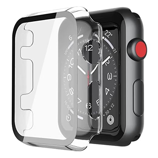 [2Pack] Misxi Transparent Hard Case Compatible with Apple Watch Series 3 Series 2 42mm, Hard PC Case Slim Tempered Glass Screen Protector Overall Protective Cover for iwatch