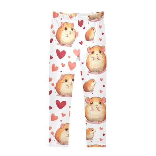 Hamster Cartoon Girls Leggings,Workout Leggings for Girls Toddler Athletic Legging Size for 3-10T