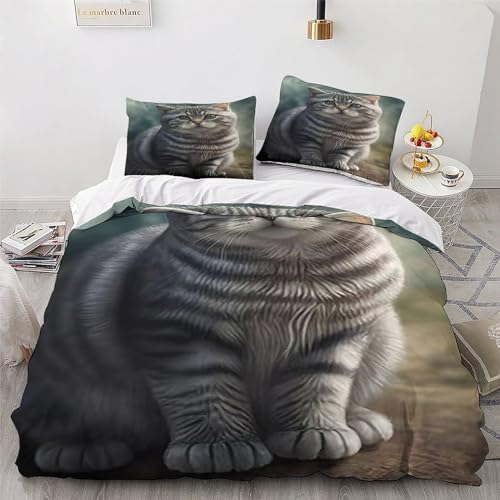 Housse de couette chat parure de lit douce pour des nuits tendres en double - 4