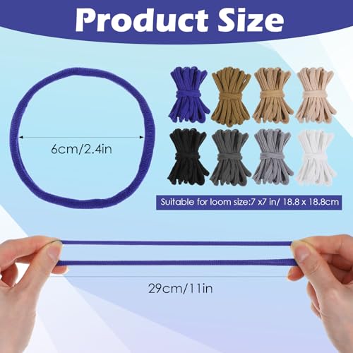 Image of Kifmurase 800 Pcs Refill Loops for 7-Inch Weaving Loom 8 Colors Loom Loops for Potholder Making, Elastic Nylon Weaving Loop Craft Flexible Loom Bands for Adult DIY Projects Gifts