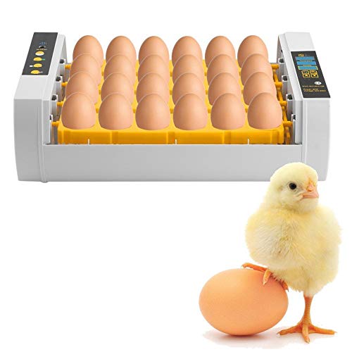 Zks Egg Incubator, 24 Egg Incubator Automatic with Water Inlet And Temperature Humidity Incubation Days LED Digital Display for Chickens Ducks Goose Birds