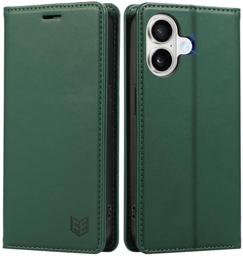 iPhone 17 用 ケース 手帳型 アイフォン 17 手帳型 ケース 高級PUレザー カード収納 マグネット スタンド機能 あいふぉん 17 携帯カバー 全面保護 いPhone 17(2025) スマホケース PU革 耐久性に優れる グリーンの商品画像（Amazon）