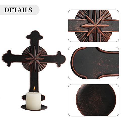 Ofilles 2Pcs Metal Candle Holder For Wall. Wall Mounted Cross Candle Sconces Holder For Pillar Candles. Cross Wall Decor For Dining Room, Bathroom, Corridor, Attic, Bedroom And Apartment. #TOP2