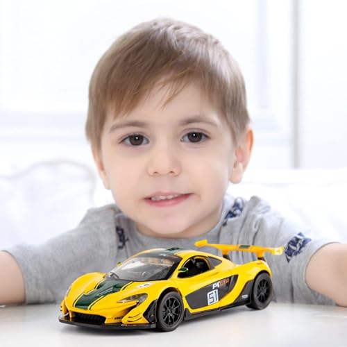 Image of 1:40 McLaren Die-Cast Toy Car - Pull-Back Action, LED Lights & Realistic Engine Sound, Openable Butterfly Doors, Premium Metal Model for Kids & Collectors