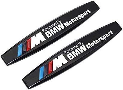 MAXMILO 2pcs Metal ///M Emblem Badge Sticker Motorsport Power for BMW M3 M5 X1 X3 X5 X6 E36 E39 E46 E30 E60 E92 Series metal 3D stereo labeling (black)