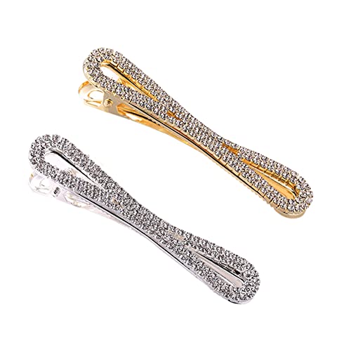 Fashion 2Pcs Bling Women Girls Full Rhinestone Hair Clips miniatura 1