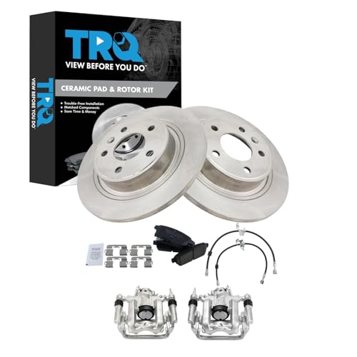 Image of TRQ Rear Brake Pad and Rotor Set Ceramic Calipers Compatible with 2014-2015 Chevrolet Cruze