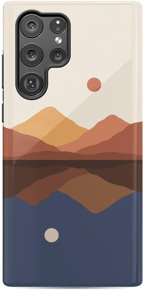 Casely Funda para Galaxy S22 Ultra  Los opuestos se atraen  Funda esencial de día y noche con bloques de color, montañas y Galaxy S22 Ultra