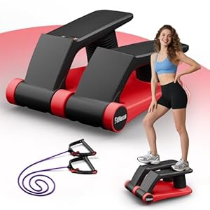 Air Compression Resistance Stepper – Adjustable Mini Stair Climber for Home Cardio Workout, Portable Stepper Machine with LCD Display, 5-Level Adjustable Resistance, Non-Slip Pedals – Batt. not incl.