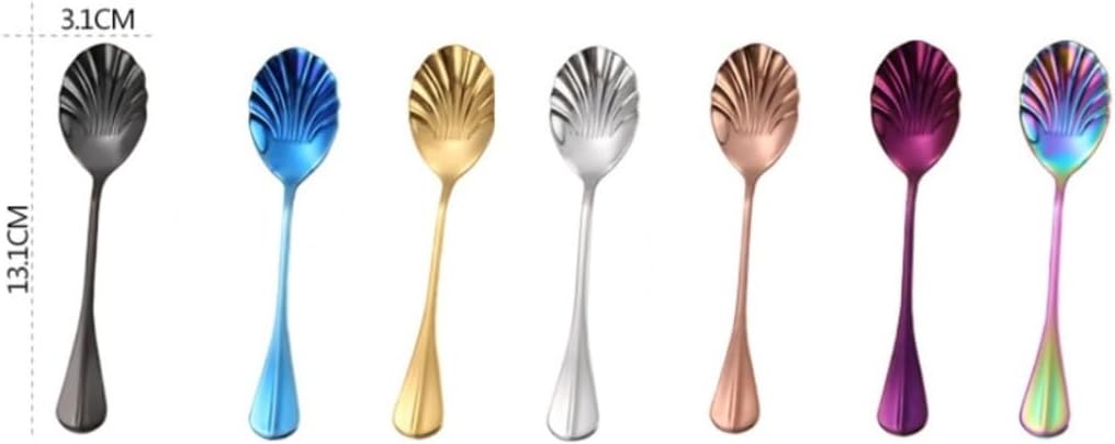 Spoons 7-Piece Color Shell Spoon Stainless Steel Rose Gold Tea Spoon Tableware Coffee Spoon Dessert Spoon