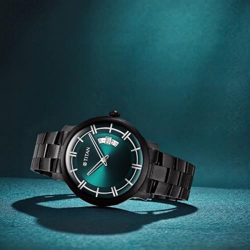 Image of Titan Green Dial Analog Watch for Men-90170NM01