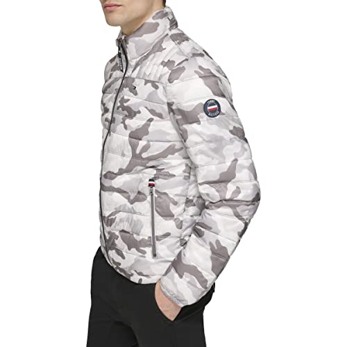 Image of Tommy Hilfiger Mens Embroidered Logo Puffer Jacket
