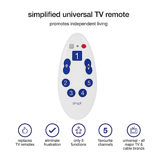 Smpl Simple Tv Remote For The Elderly - This Universal Large Button Remote Control Helps The Elderly & Visually Impaired On Virtually Any Tv | Supports Ir Tvs, Cable, Satellite & Sound Bars #TOP3