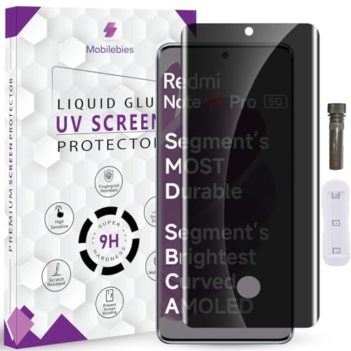 Image of Mobilebies Advanced HD+ UV Privacy Tempered Glass Screen Protector for Redmi Note 14 Pro (6.67 Inch) Edge to Edge Coverage Anti-Spy /Anti-Peeping 9H Hardness Screen Guard with Installation Kit