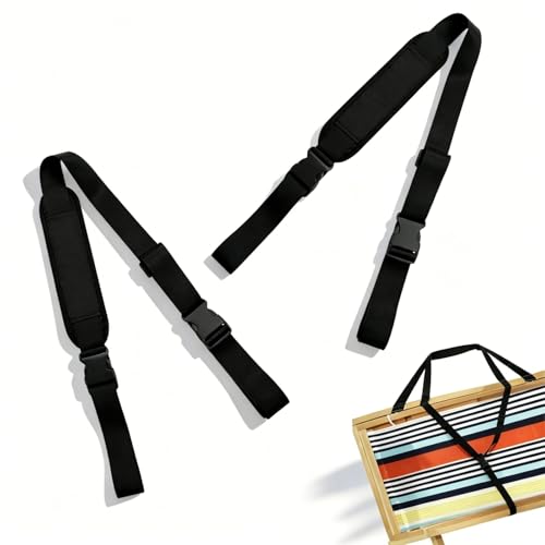 MUNTE 2 Pezzi Tracolla Pieghevole per Sedia da Spiaggia, Regolabile Universale Tracolla Monopattino, con Morbide Spalline, pour Skateboards, Chaises de Plage, Équipements Sportifs