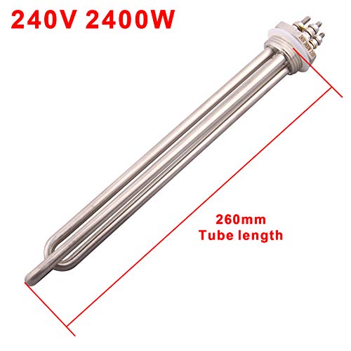 DERNORD 1 Zoll DN25 Heizelement Doppel U Typ Elektrische Brauwasserbereiter BSP 33.25mm Gewinde Edelstahl Flansch 240V 2400W