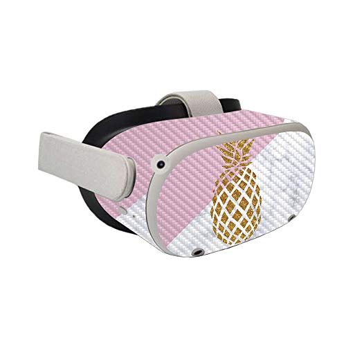 Image of MightySkins Carbon Fiber Skin Compatible with Oculus Quest 2 - Pretty Pineapple | Protective, Durable Textured Carbon Fiber Finish | Easy to Apply | Made in The USA