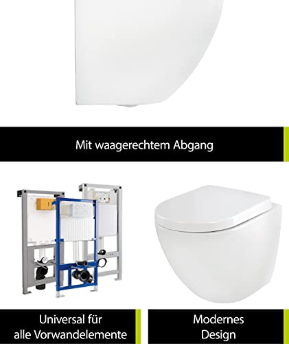 Wand-WC spülrandlos aquaSu mit WC-Sitz und Komfort-Erhöhung