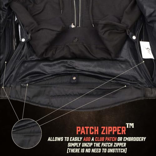 Image of Milwaukee Leather Men's Premium Leather Motorcycle Riders Vented Jacket with Removable Hoody Liner