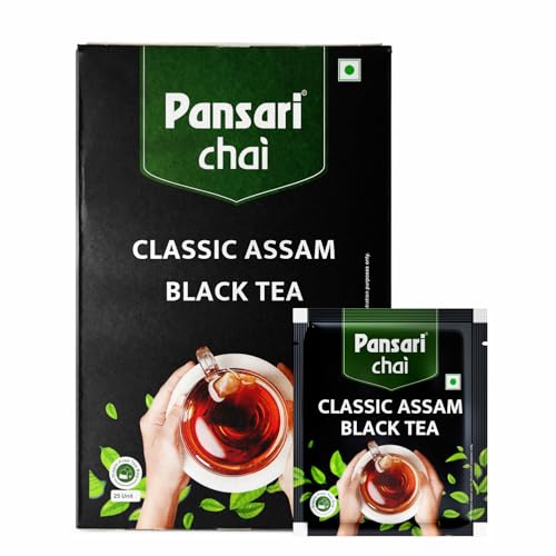 Image of Pansari Classic Assam Black Tea - 25 Premium Tea Bags | Low Caffeine | Rich in Antioxidants | Immunity Booster | Detox & Metabolism Support