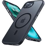 Miracase phone16e ケース【Magsafe対応・米軍規格】耐衝撃 iphone 16e ケース 6.1インチ、Qi充電対応、黄ばみ防止、傷防止、ストラップホール付き、薄くて肌に優しいデザイン、金属ボタン、マット、フロスト、半透明、黒