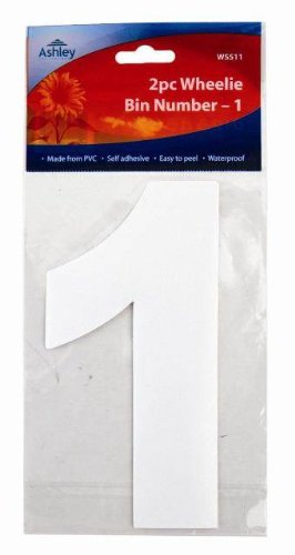 PinkWebShop Blanco Autoadhesivo con Ruedas / Polvo Papelera números 17cm 4 / Paquete - 0/1/2/3 / 4/5/6 /7/8/9 - 1