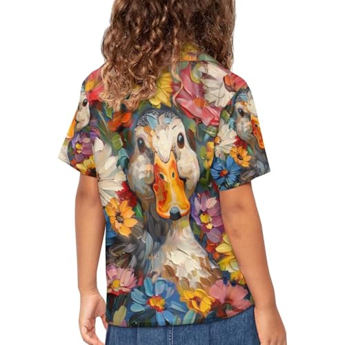 Image of PinUp Angel Funky Casual Hawaiian Shirt Kids Boys Girls Art Oil Painting Animal Pattern Short Sleeve Unisex Beach Shirt