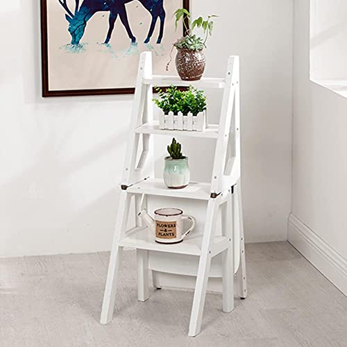 Transformación plegable silla escalera madera multifunción taburete pasos 4