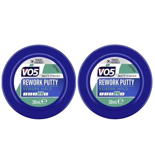 VO5 Hair Styling Mini Texture Rework Putty for Men & Women - Rework Hold Flexible Matt Finish for All-Day Control 30ml - Pack of 2