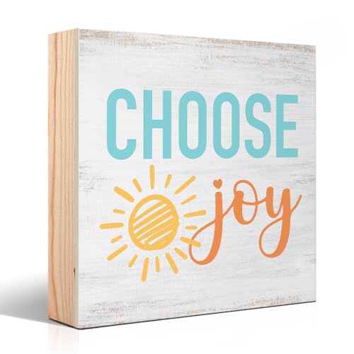 Vgrti Choose Joy Wood Sign Positive Home Office Desk Decor for Workplace Shelf Counter Table Christian Farmhouse Art for Home Motivational Display Gifts for Women Sisters Friends Girls Coworkers