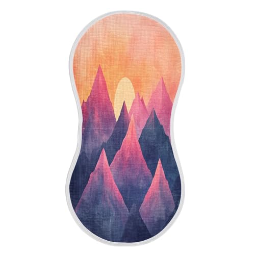 Mountain Sunset Plant Burp Cloths Cotton Baby Washcloths,Large 22x11in Burping Cloth Absorbent and Soft for Newborn Baby Boys and Girls,4 Pack